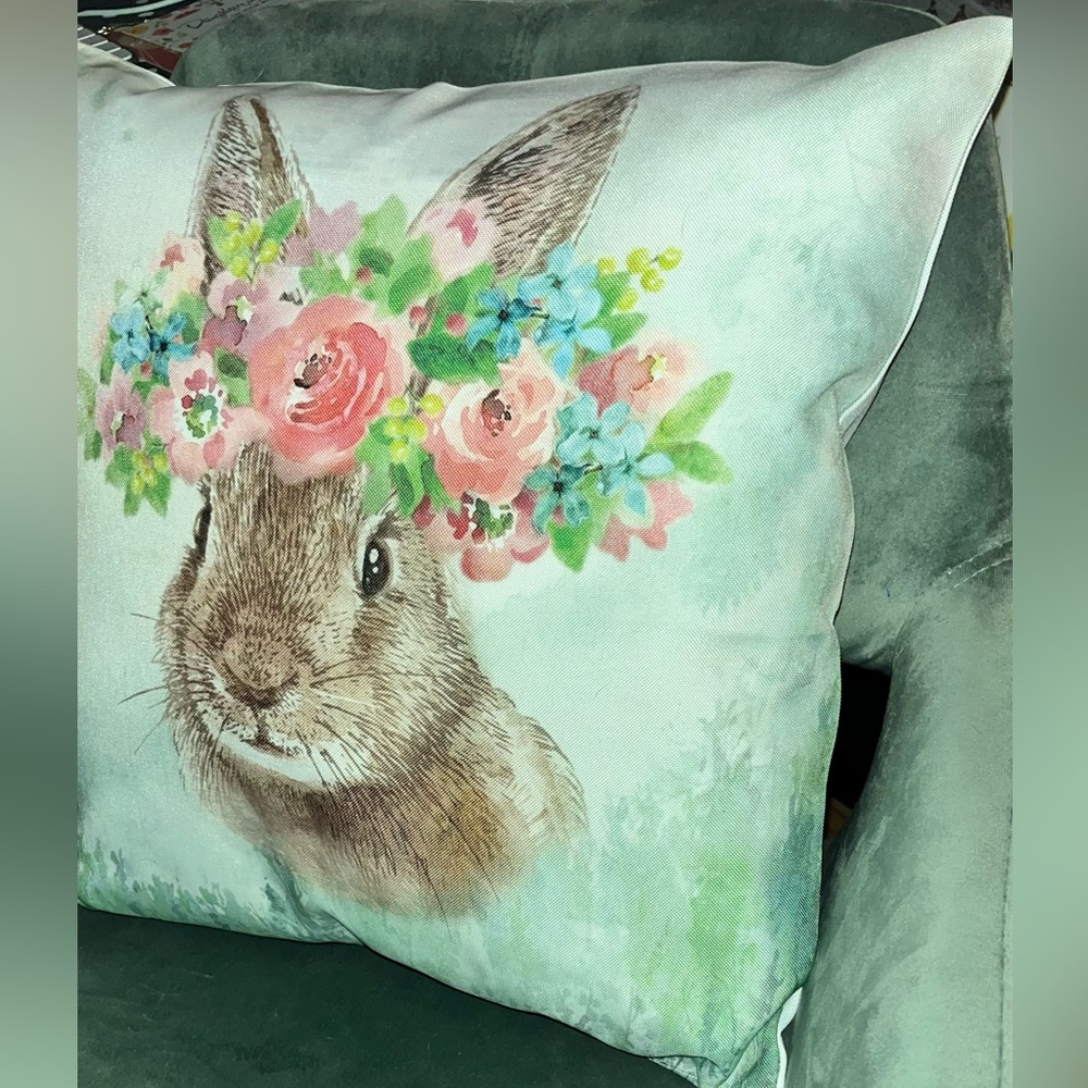 Beautiful Bunny pillow cover AND insert! - Picture 3 of 6